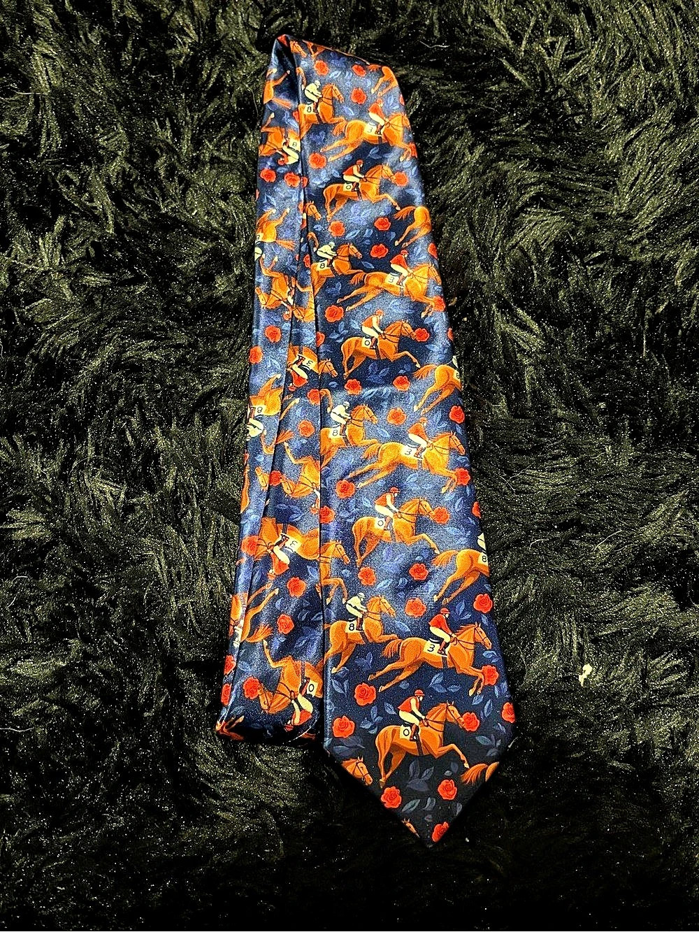 Men's Horse Tie in Blue & Orange
